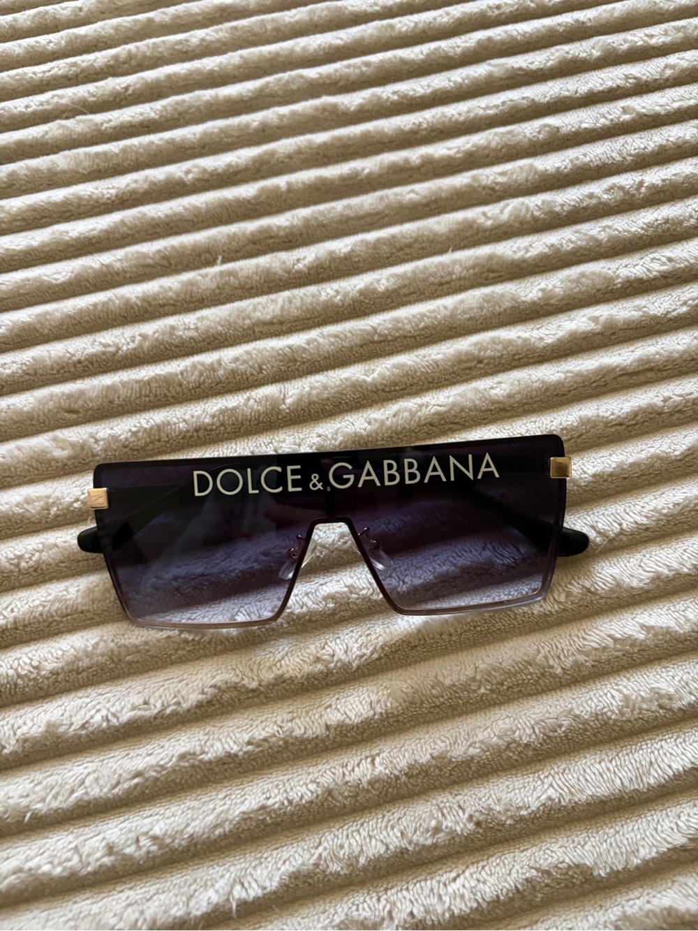 Dolce & Gabbana Purple Shield Sunglasses with Gold Accents